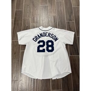 MLB Detroit Tigers Majestic Gray Jersey Size XL Granderson 28